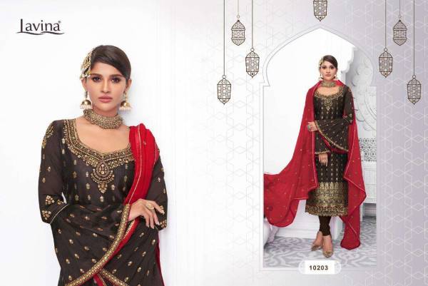 Lavina Vol 102 Latest Heavy Designer Stylish Wedding Wear Salwar Suit With Heavy Embroidery Work With Balloon Sleeves With Embroidery Work And Lace Patii Dupatta  